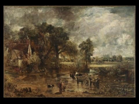 John Constable's full-scale preparatory oil sketch for The Hay Wain, held by the Victoria and Albert Museum, showing the looser brushwork used to work out the composition before the final canvas.