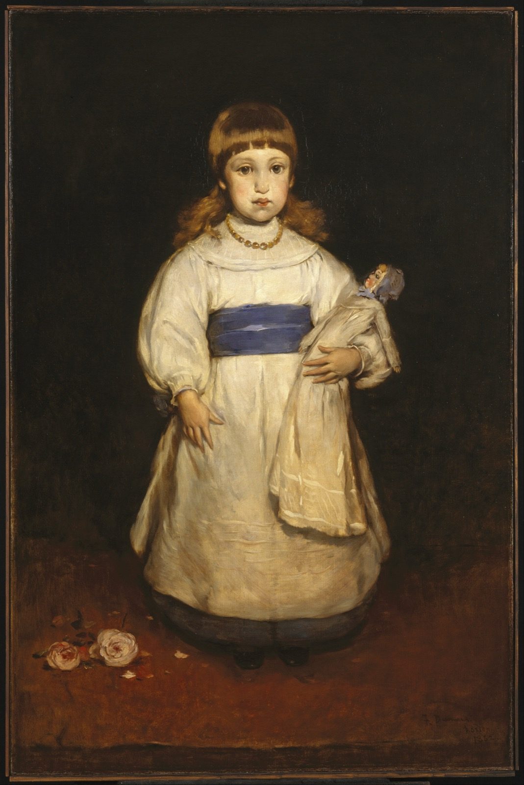 An 1882 oil portrait of Mary Cabot Wheelwright as a young woman, painted by American artist Frank Duveneck, held in the Brooklyn Museum's collection.